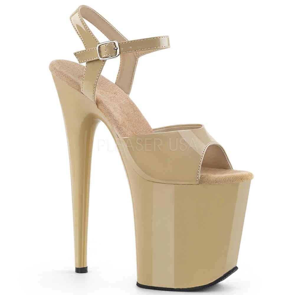 Pleaser - FLAMINGO809 Sandale à bride à la cheville, Pole dance chaussures - Chaussures de pole dance - Beige Product image